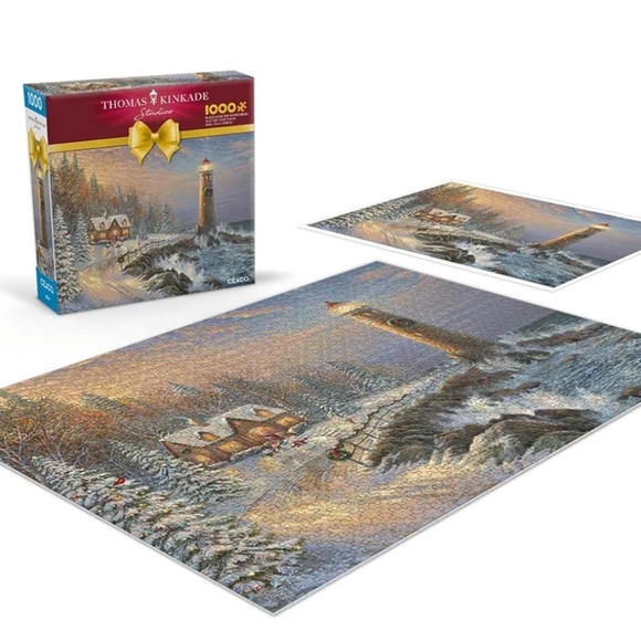 Thomas Kinkade Winter Lighthouse Puzzle - Picture 2 of 3